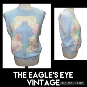 The Eagles Eye Vintage Light Blue Sleeveless Sweater Size Medium